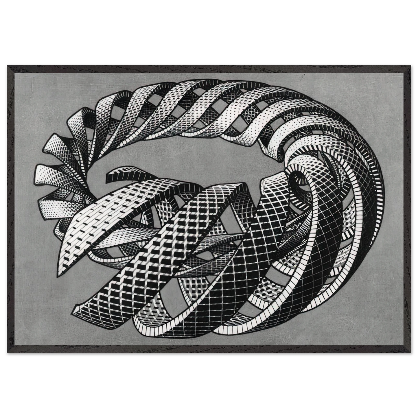 SPIRALS - MC Escher 70x100 cm / 28x40 inches Framed Art Print – Black Wooden Frame | Maurits Cornelis Escher Prints