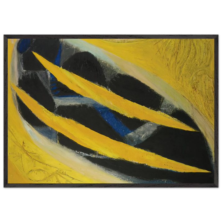 Dark Presence III Yellow - 1963 - Frank Lobdell 70x100 cm / 28x40 inches Framed Art Print – Black Wooden Frame