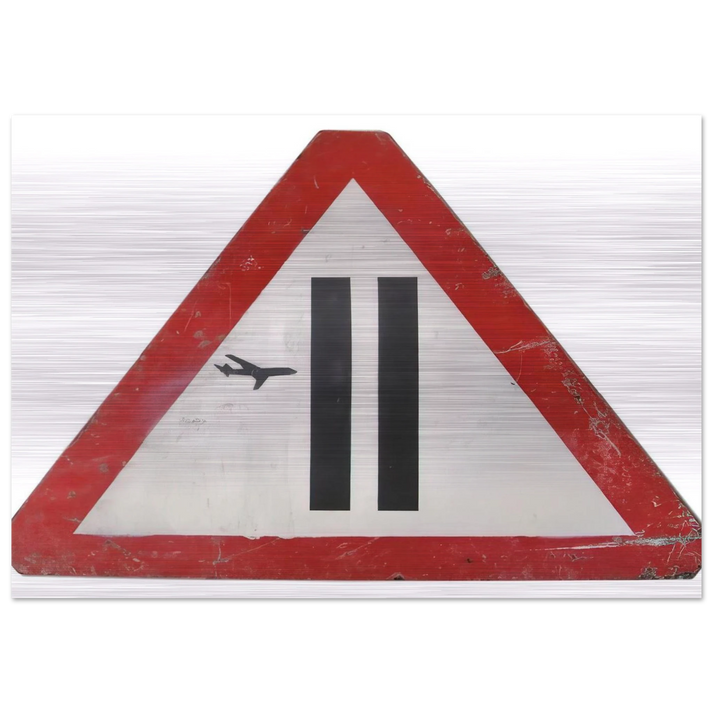 WARNING SIGN 2006 - Banksy Brushed Aluminum Print - 70x100 cm / 28x40 inches | Banksy Aluminum Print | Banksy Prints