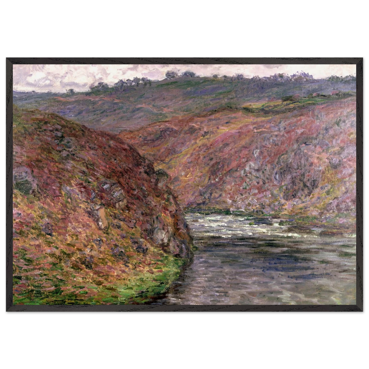 Valley of the Creuse Grey Day - claude monet 70x100 cm / 28x40 inches Framed Art Print – Black Wooden Frame