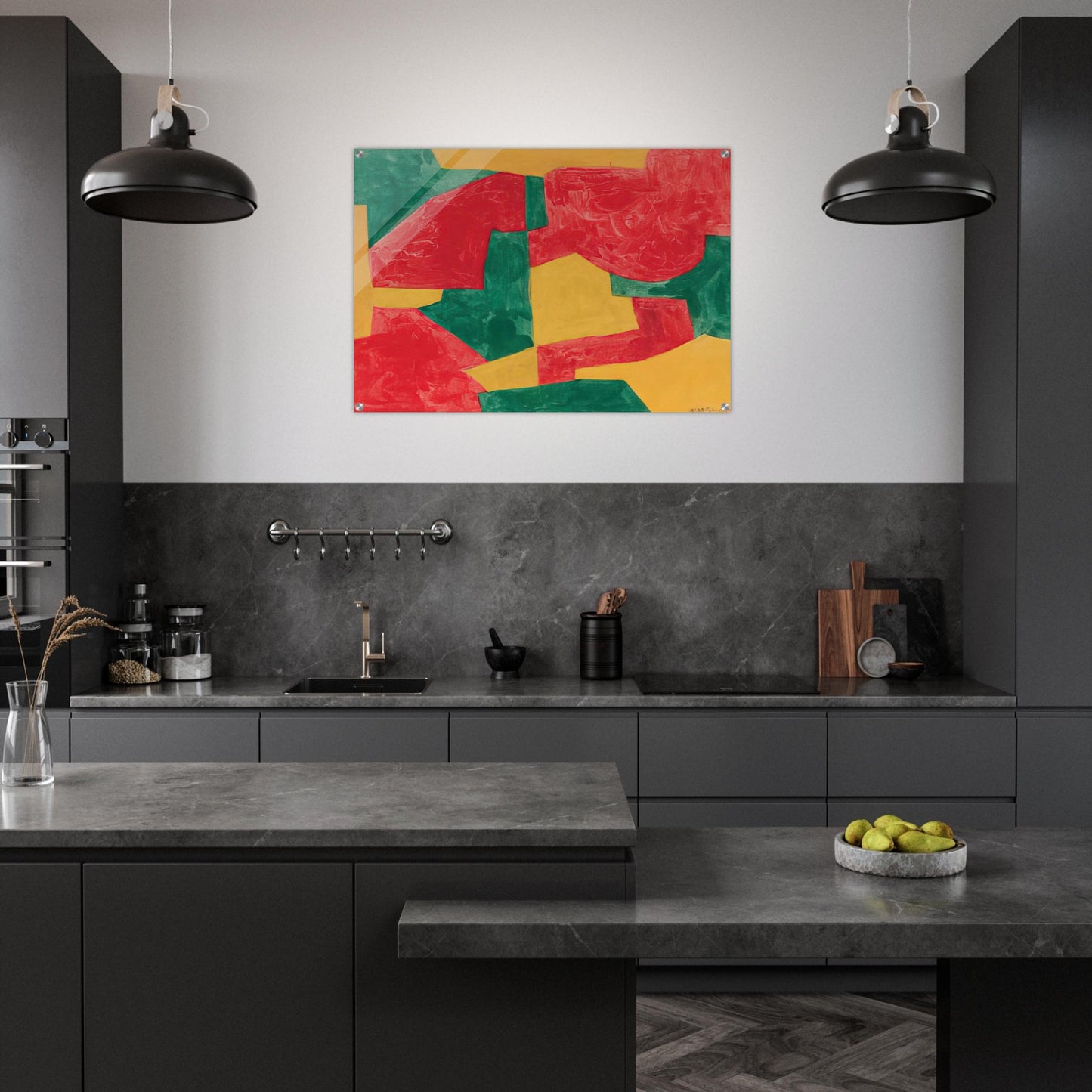 Composition verte, rouge et jaune - 1964 - Serge Poliakoff Acrylic Print - 70x100 cm / 28x40″ inches