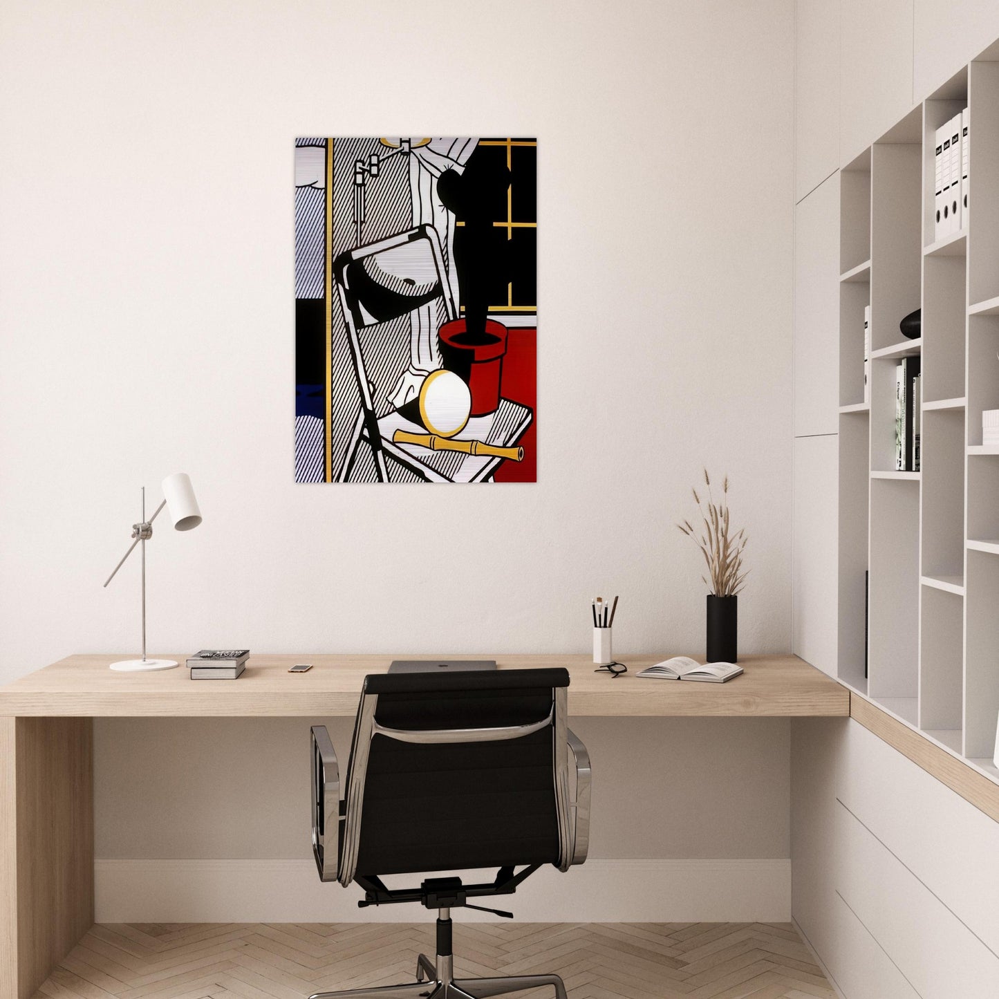 INTERIOR WITH CACTUS 1978 - Roy Lichtenstein Brushed Aluminum Print - 70x100 cm / 28x40 inches | Roy Lichtenstein Aluminum Print | Roy Lichtenstein Prints