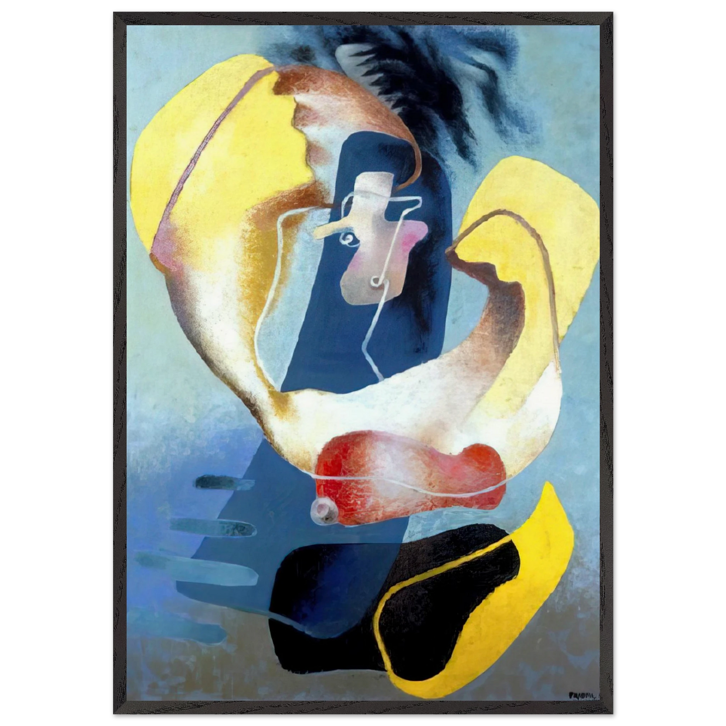 THE FIGURE IN SPACE 1937 - Enrico Prampolini 70x100 cm / 28x40 inches Framed Art Print – Black Wooden Frame