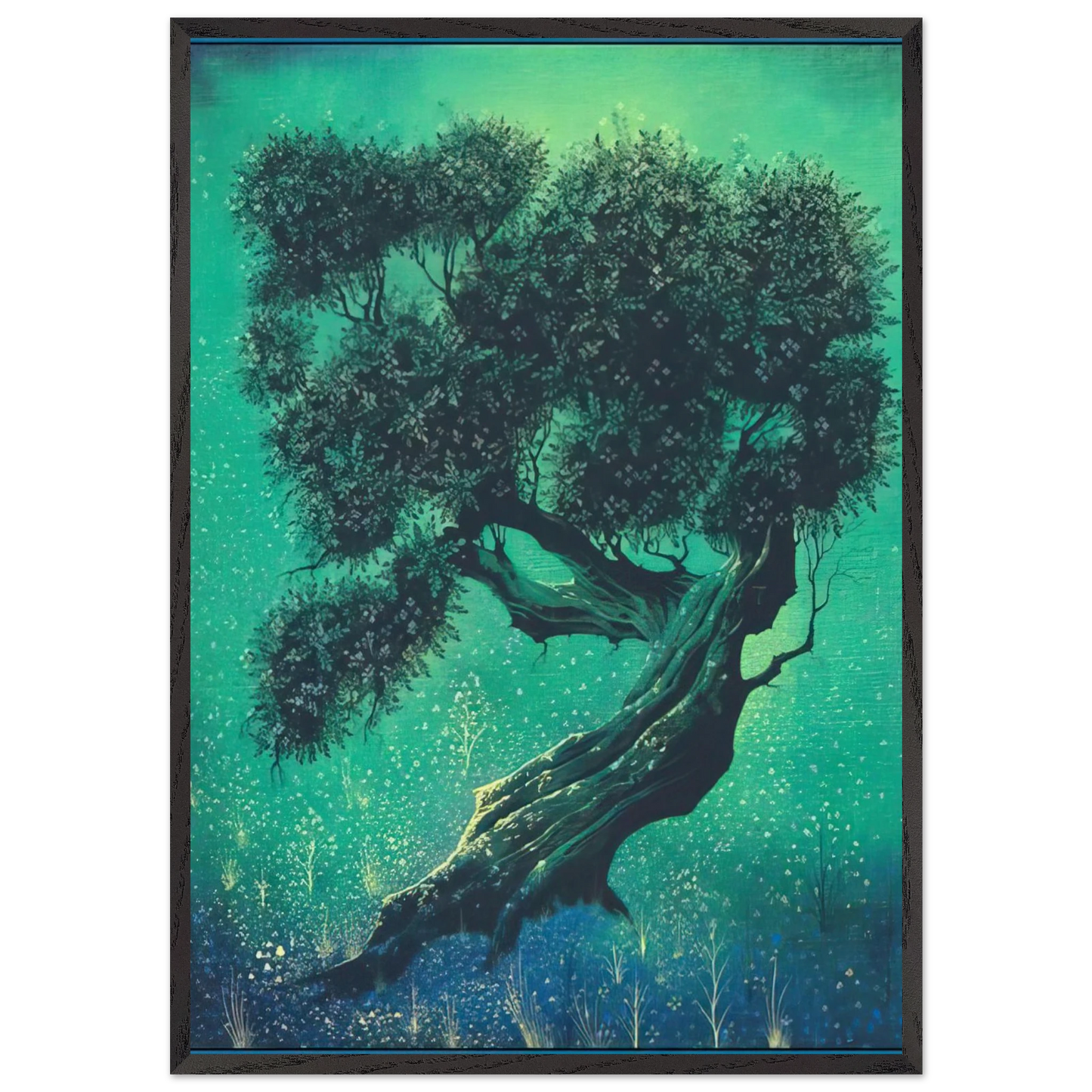 Solitary Bonsai - Eyvind Earle 70x100 cm / 28x40 inches Framed Art Print – Black Wooden Frame