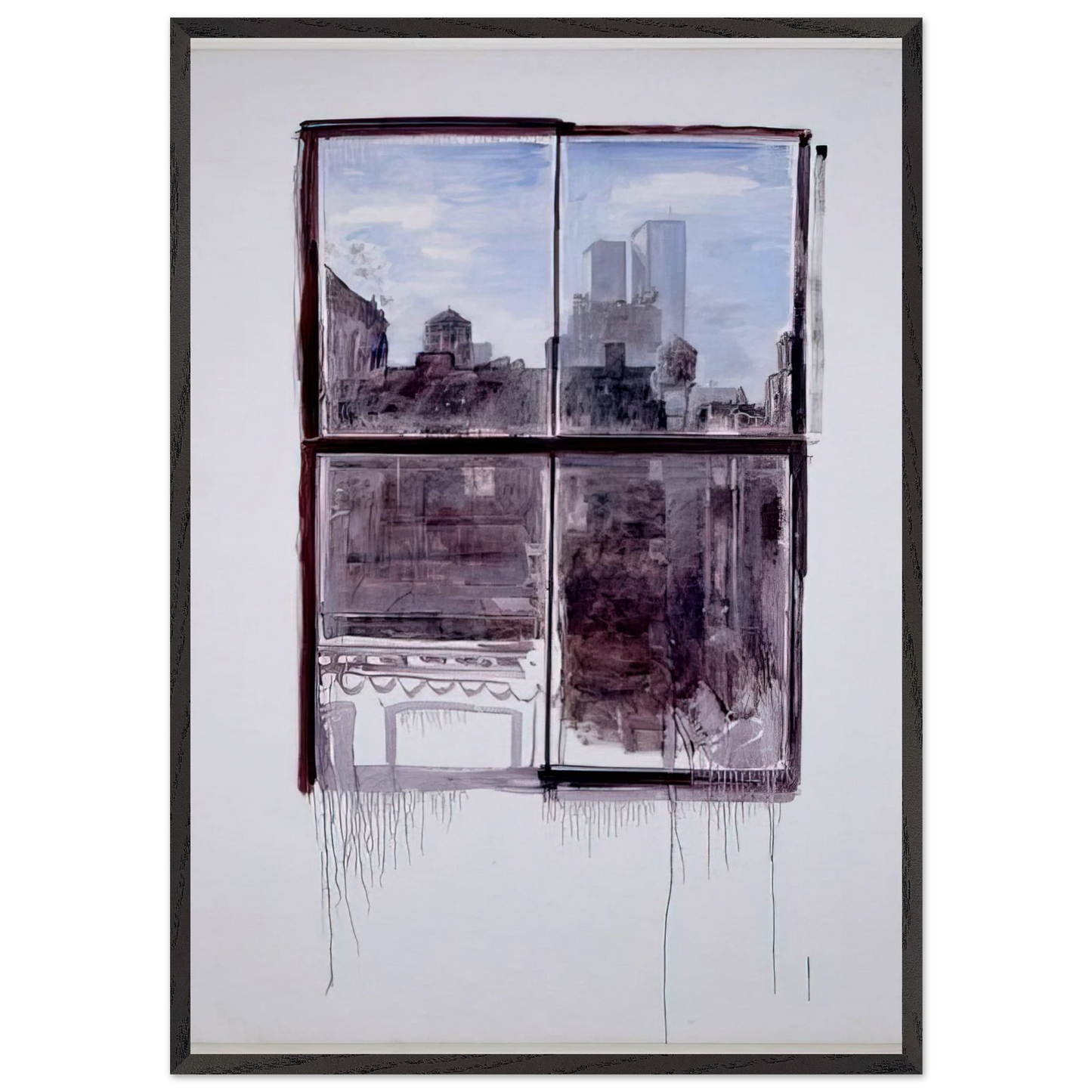 Untitled cityscape with twin towers - 1972 - Paul Thek 70x100 cm / 28x40 inches Framed Art Print – Black Wooden Frame