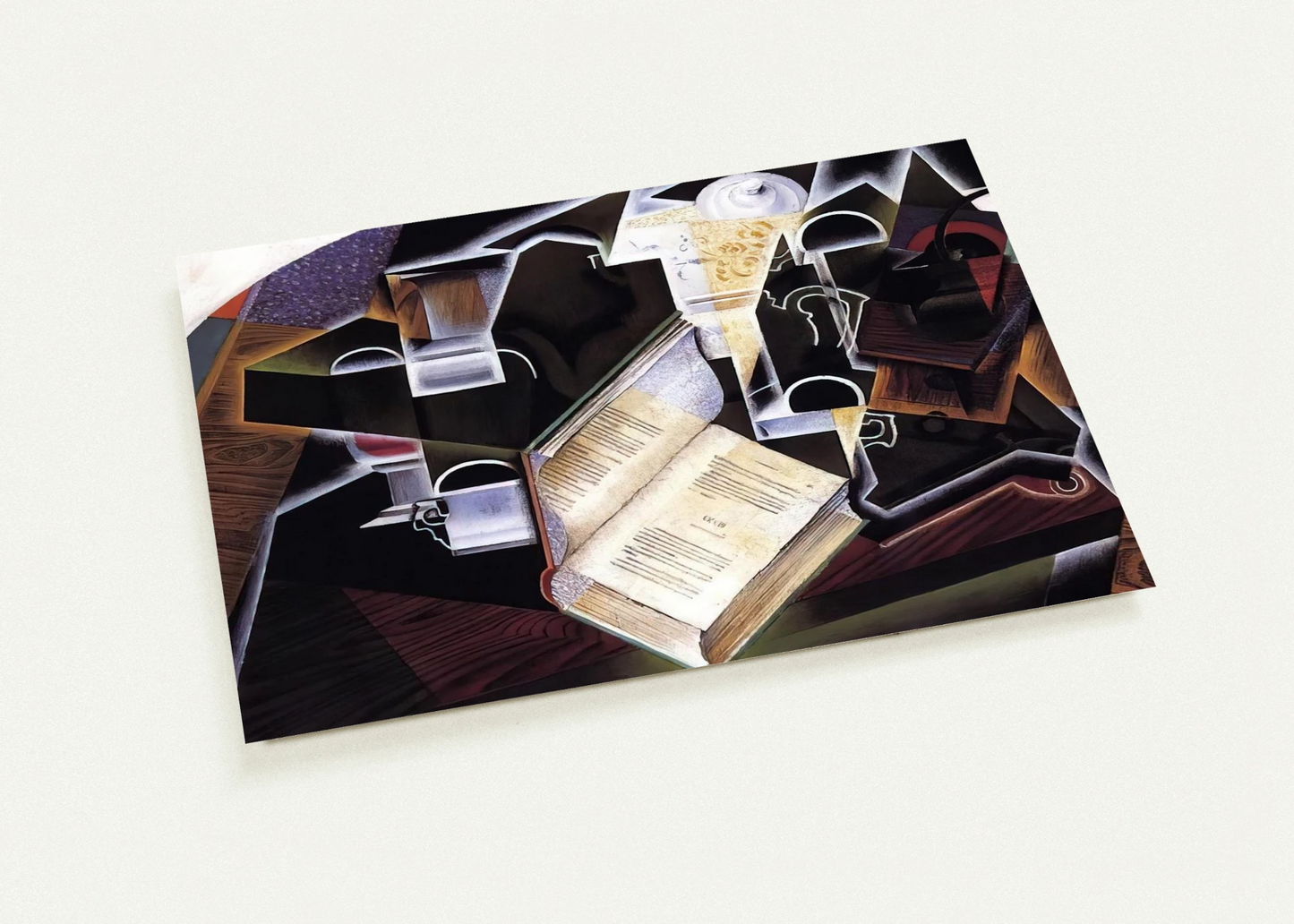 BOOK PIPE AND GLASSES By Juan Gris Pack of 10 Post Cards | Juan Gris Post Cards | A6 (10.5 x 14.8 cm) - 4.1 x 5.8 inches