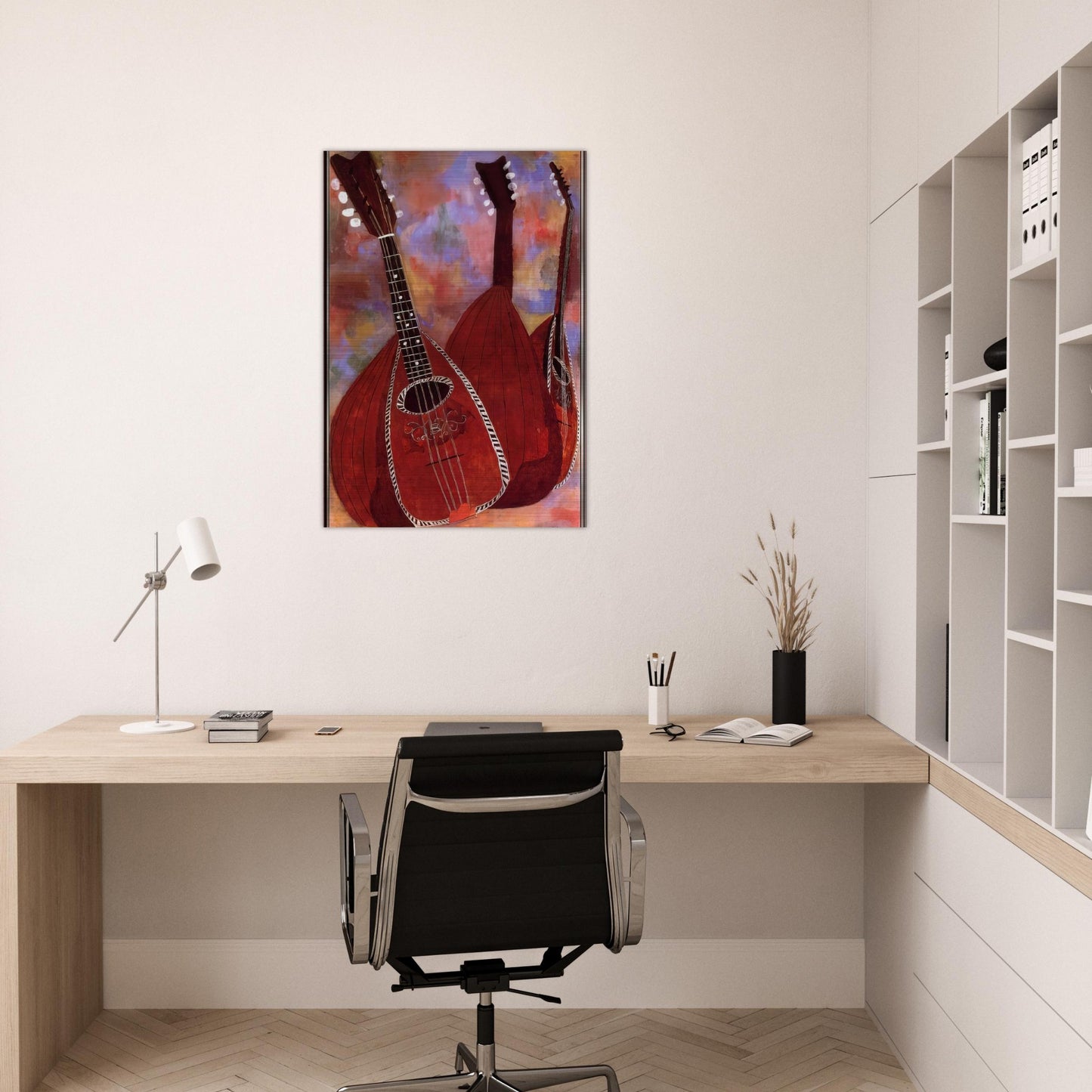 THREE LUTES - Ben Shahn Brushed Aluminum Print - 70x100 cm / 28x40 inches | Ben Shahn Aluminum Print | Ben Shahn Prints
