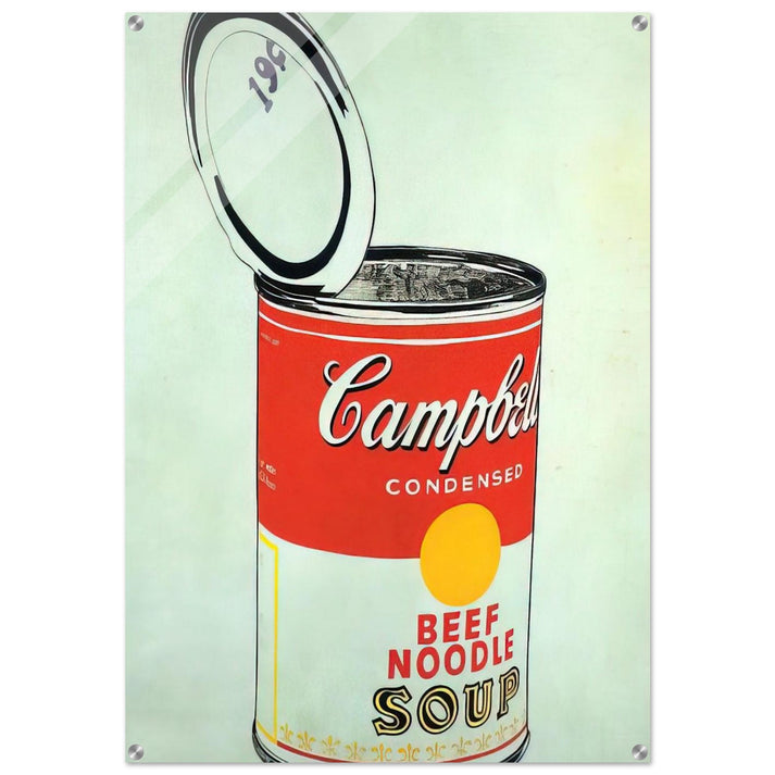 Big Campbell's Soup Can 19c Beef Noodle - Andy Warhol Acrylic Print - 70x100 cm / 28x40″ inches | Andy Warhol Wall Art | Andy Warhol Prints