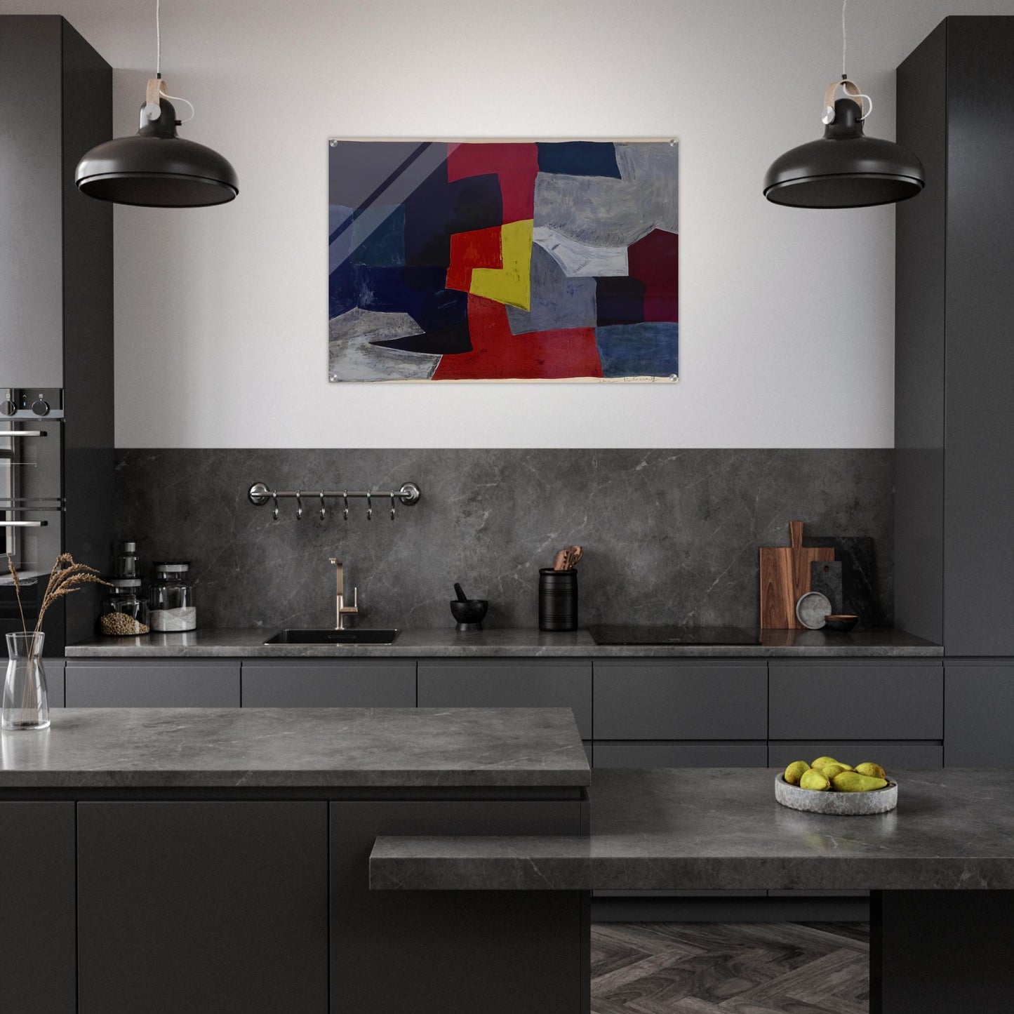 Composition grise, rouge et jaune - 1960 - Serge Poliakoff Acrylic Print - 70x100 cm / 28x40″ inches