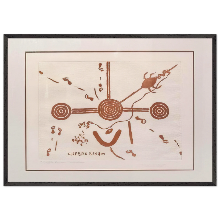 Ngarlu Love Story - 1994 - Clifford Possum Tjapaltjarri 70x100 cm / 28x40 inches Framed Art Print – Black Wooden Frame