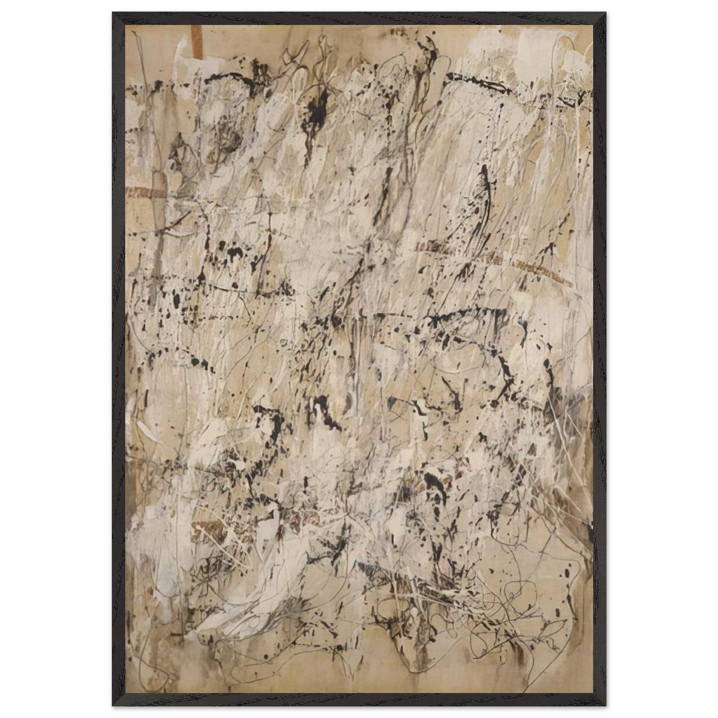 Pittura 12-58 - 1958 - Enrico Castellani 70x100 cm / 28x40 inches Framed Art Print – Black Wooden Frame
