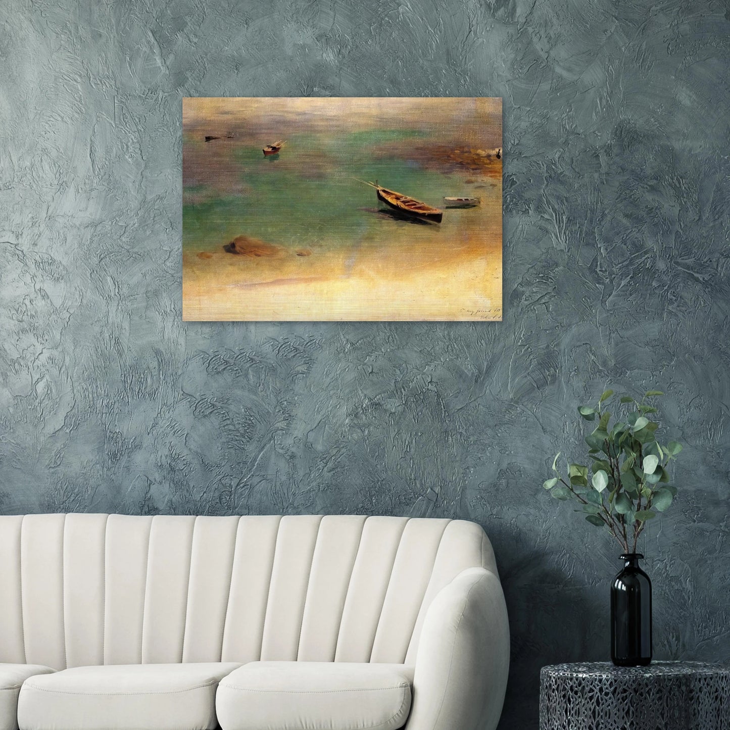 Boat in the Waters off Capri - John Singer Sargent Brushed Aluminum Print - 70x100 cm / 28x40 inches | John Singer Sargent Aluminum Print | John Singer Sargent Prints