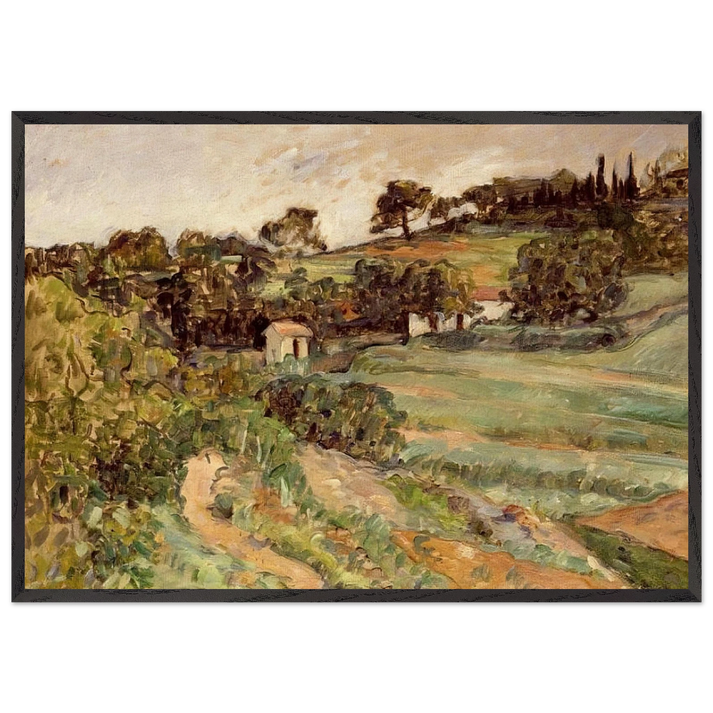 Landscape in Provence - Paul Cezanne 70x100 cm / 28x40 inches Framed Art Print – Black Wooden Frame