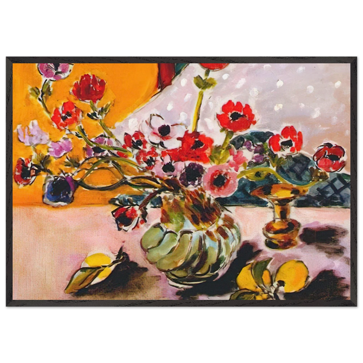 ANEMONES AND CHINESE VASE 1943 - Henri Matisse 70x100 cm / 28x40 inches Framed Art Print – Black Wooden Frame