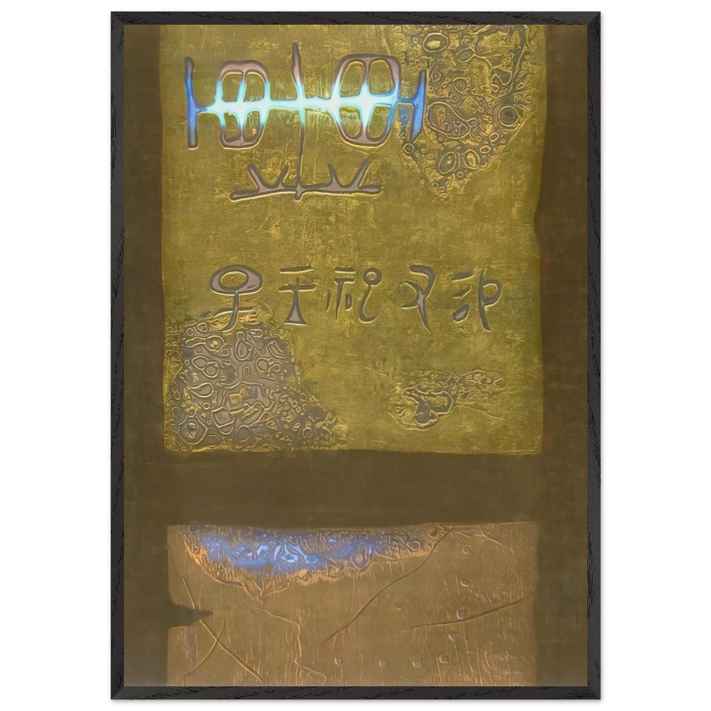 Ancient Writing - 1968 - Hiroyuki Tajima 70x100 cm / 28x40 inches Framed Art Print – Black Wooden Frame