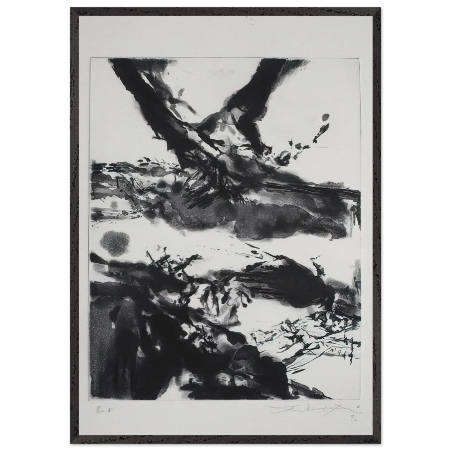 FLASHES 1992 - Zao Wou-Ki 70x100 cm / 28x40 inches Framed Art Print – Black Wooden Frame
