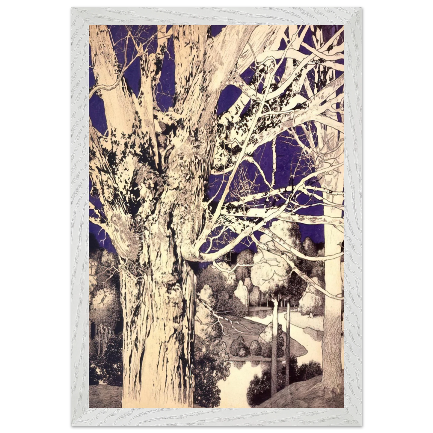 Maxfield Parrish - Solitude Wall Art - 60x80 cm / 24x32 inches - Premium Wooden Framed Poster With Fine Art Paper-canvas - Wood frame