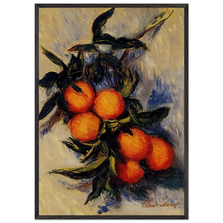 Branch of Orange Bearing Fruit - claude monet 70x100 cm / 28x40 inches Framed Art Print – Black Wooden Frame