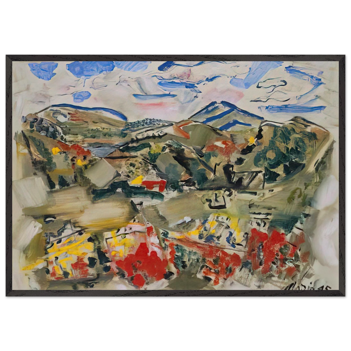 Tunk Mountains Autumn Maine - 1945 - John Marin 70x100 cm / 28x40 inches Framed Art Print – Black Wooden Frame