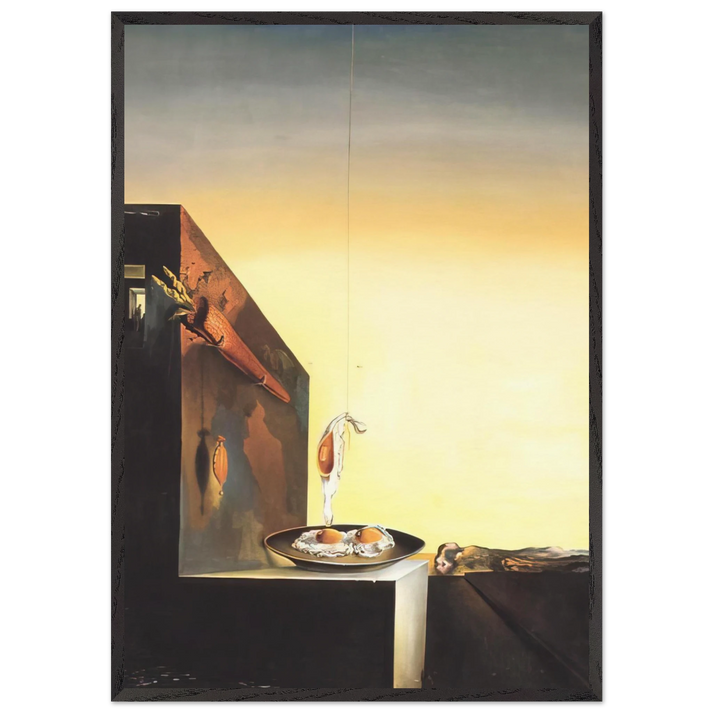 EGGS ON PLATE WITHOUT THE FLAT - Salvador Dali 70x100 cm / 28x40 inches Framed Art Print – Black Wooden Frame