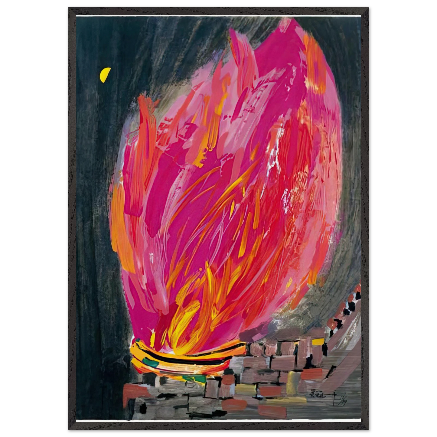 Torch - 2008 - Wu Guanzhong 70x100 cm / 28x40 inches Framed Art Print – Black Wooden Frame