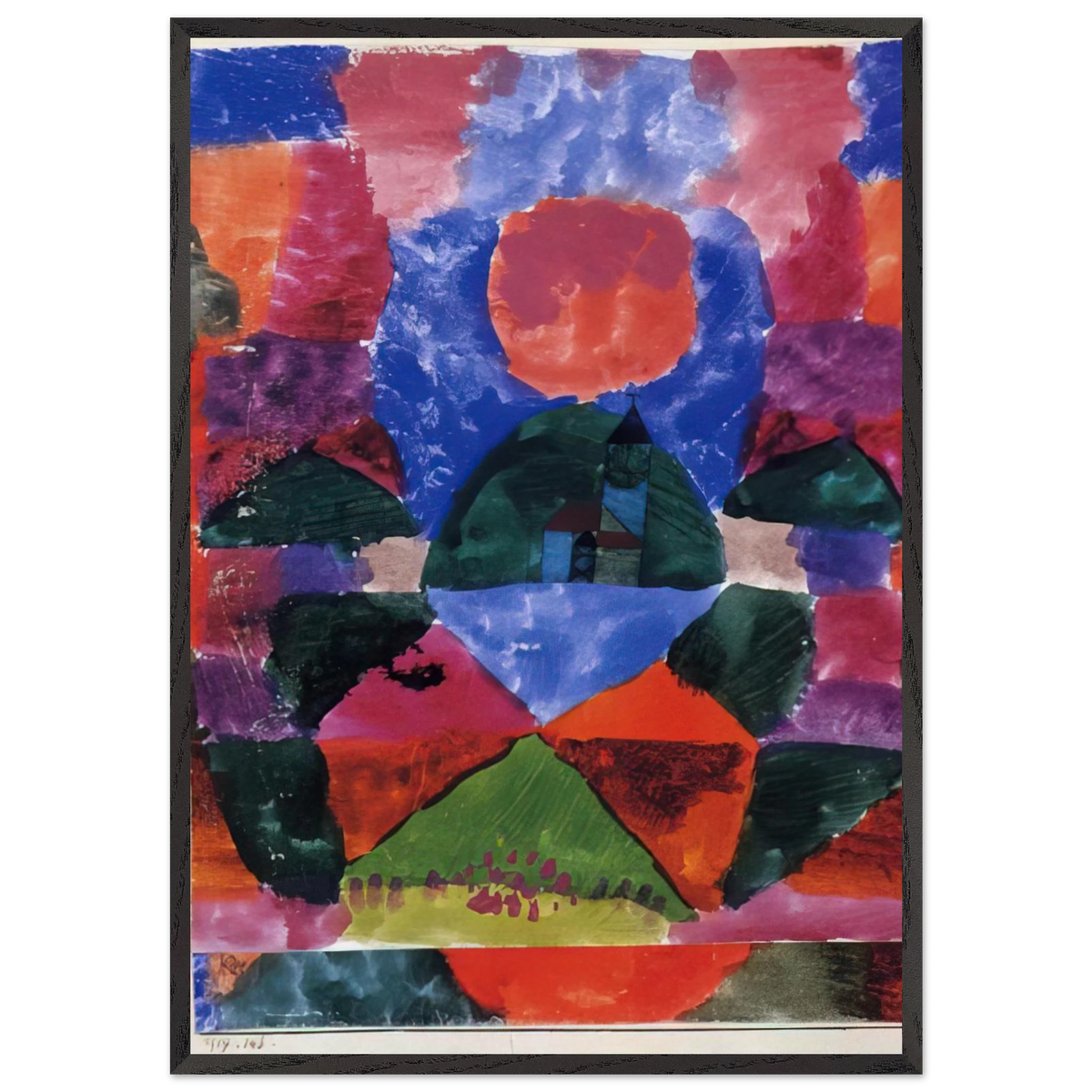 A PRESSURE OF TEGERNSEE 1919 - Paul Klee 70x100 cm / 28x40 inches Framed Art Print – Black Wooden Frame