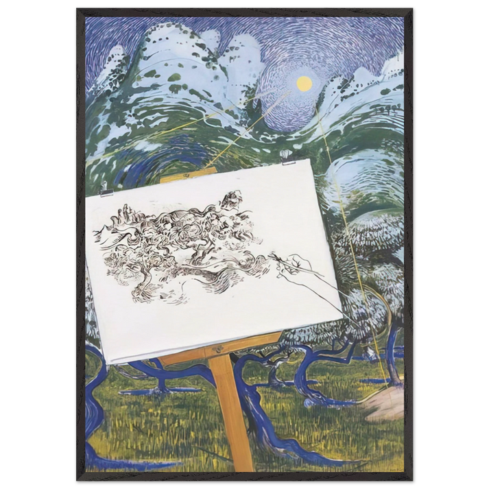St-Remy de Provence - 1983 - Brett Whiteley 70x100 cm / 28x40 inches Framed Art Print – Black Wooden Frame