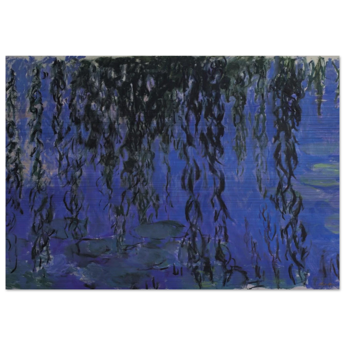 Water Lilies and Weeping Willow Branches - claude monet Brushed Aluminum Print - 70x100 cm / 28x40 inches | claude monet Aluminum Print | claude monet Prints