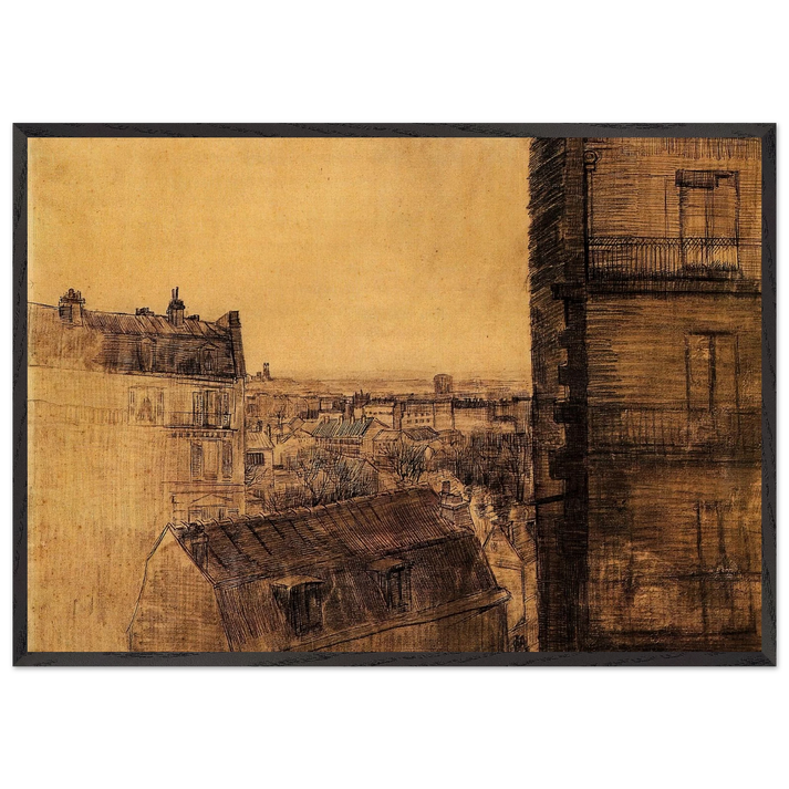 View from the Apartment in the Rue Lepic - Vincent van Gogh 70x100 cm / 28x40 inches Framed Art Print – Black Wooden Frame