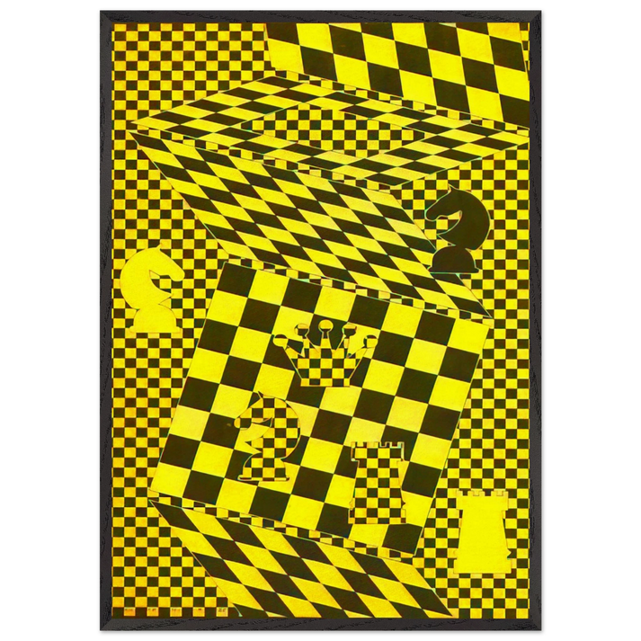 The Chess Board - Victor Vasarely 70x100 cm / 28x40 inches Framed Art Print – Black Wooden Frame