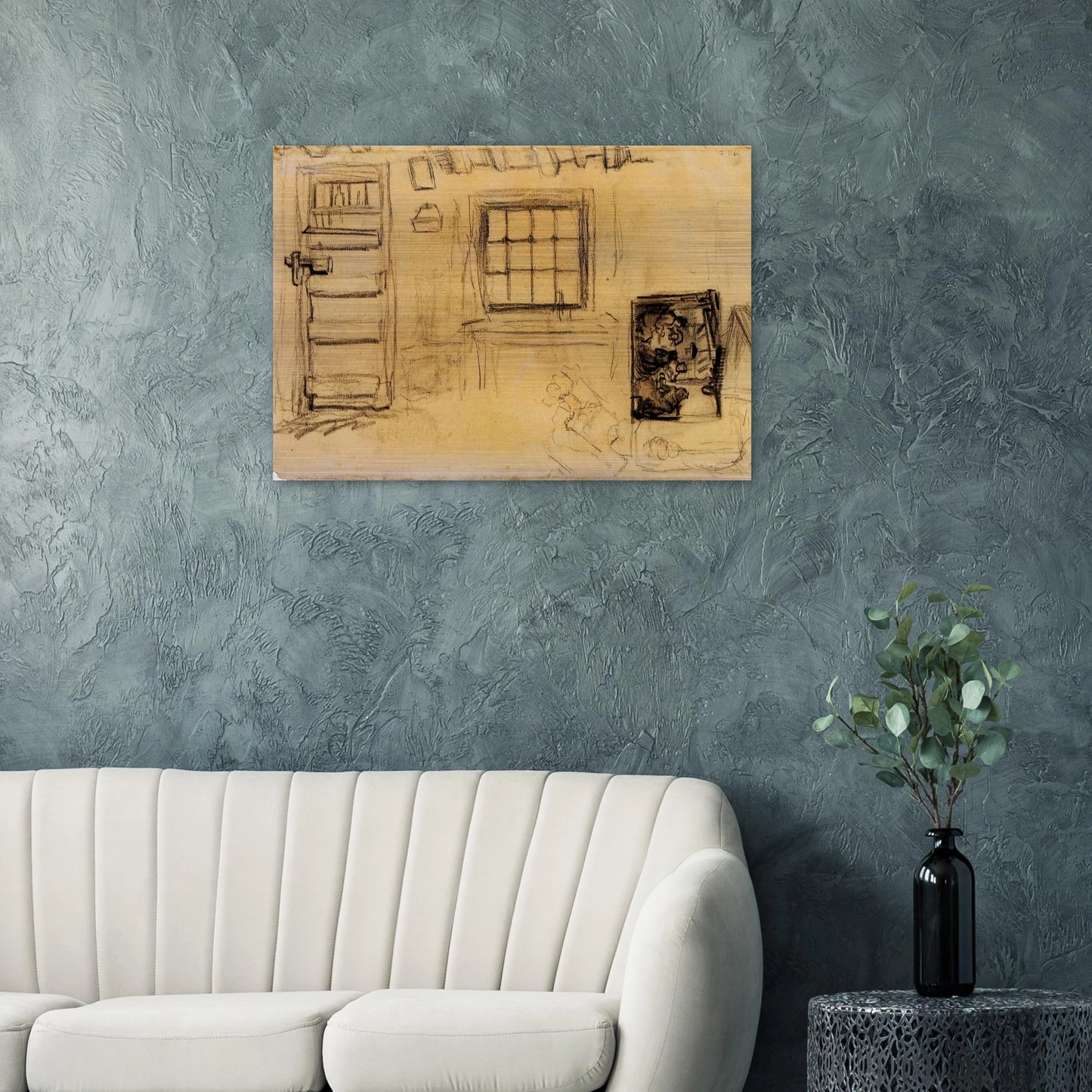 Studies of the Interior of a Cottage, and a Sketch of The Potato Eaters - Vincent van Gogh Brushed Aluminum Print - 70x100 cm / 28x40 inches | Vincent van Gogh Aluminum Print | Vincent van Gogh Prints