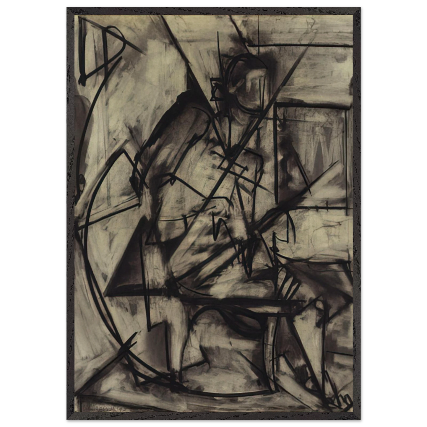 Seated Nude - Lee Krasner 70x100 cm / 28x40 inches Framed Art Print – Black Wooden Frame