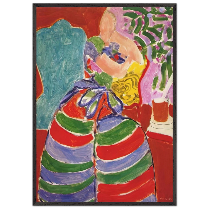 THE STRIPED DRESS 1938 - Henri Matisse 70x100 cm / 28x40 inches Framed Art Print – Black Wooden Frame