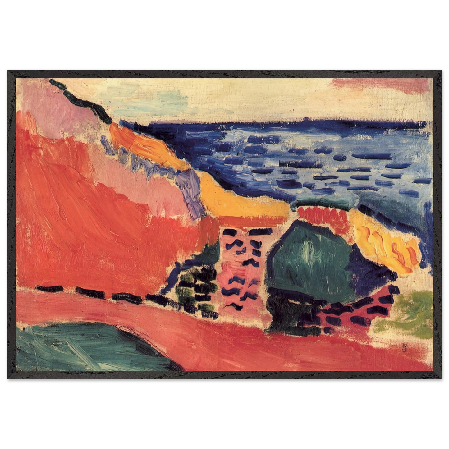LA MOULADE COLLIOURE IN THE SUMMER 1905 - Henri Matisse 70x100 cm / 28x40 inches Framed Art Print – Black Wooden Frame