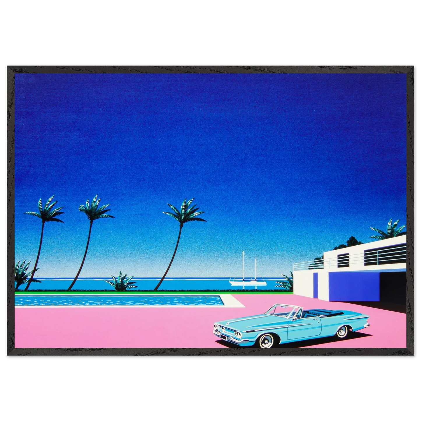 Pink Driveway - Hiroshi Nagai 70x100 cm / 28x40 inches Framed Art Print – Black Wooden Frame