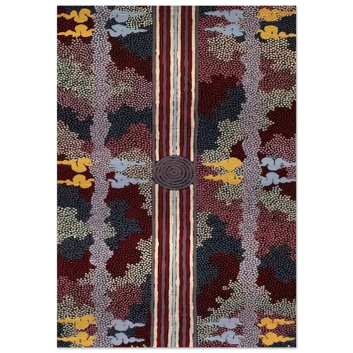 Corkwood Dreaming - 1996 - Clifford Possum Tjapaltjarri Brushed Aluminum Print - 70x100 cm / 28x40 inches | Clifford Possum Tjapaltjarri Aluminum Print | Clifford Possum Tjapaltjarri Prints