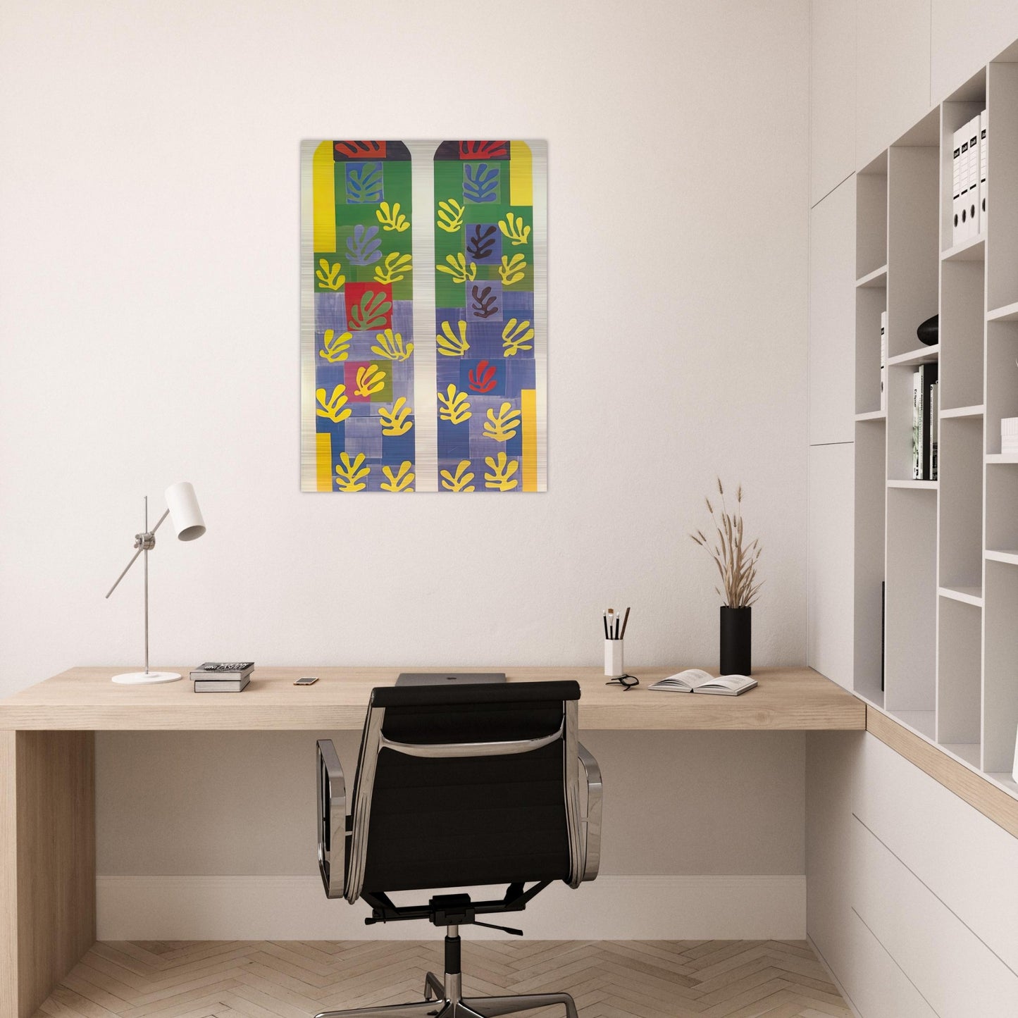 STAINED GLASS WINDOW WINDOW OF THE ABSIDE OF THE ROSARY CHAPEL 1949 - Henri Matisse Brushed Aluminum Print - 70x100 cm / 28x40 inches | Henri Matisse Aluminum Print | Henri Matisse Prints