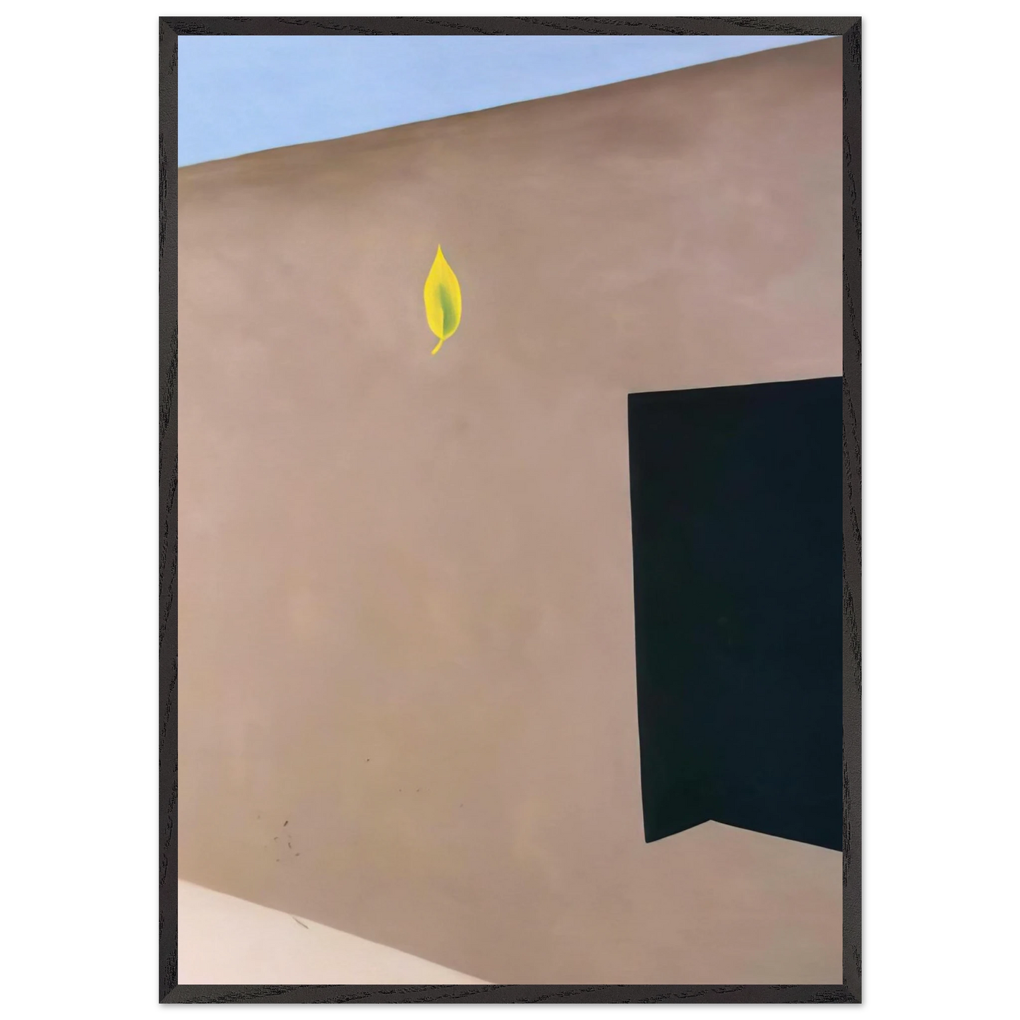 Patio Door with Green Leaf - Georgia OKeeffe 70x100 cm / 28x40 inches Framed Art Print – Black Wooden Frame