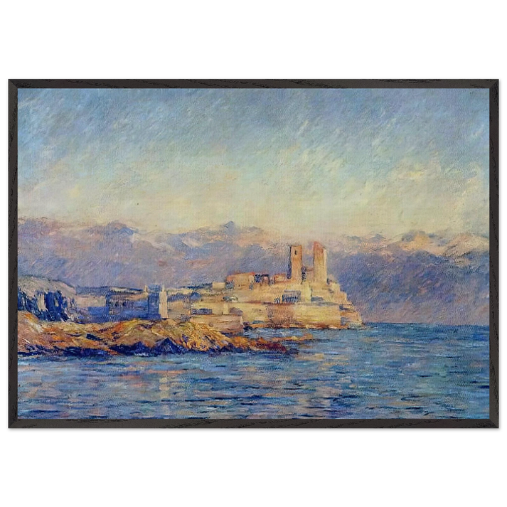 The Castle in Antibes - claude monet 70x100 cm / 28x40 inches Framed Art Print – Black Wooden Frame