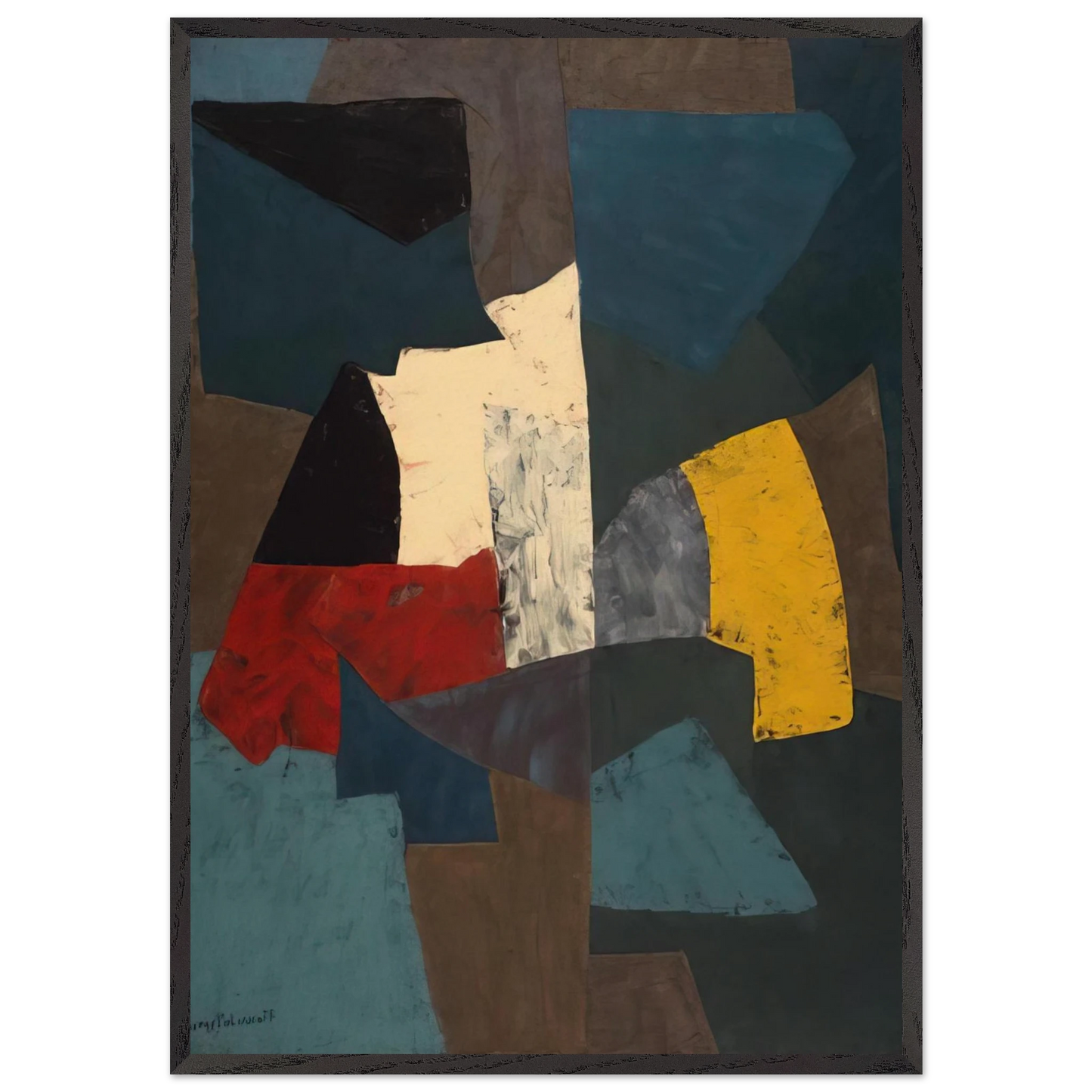 Abstract Composition - 1954 - Serge Poliakoff 70x100 cm / 28x40 inches Framed Art Print – Black Wooden Frame