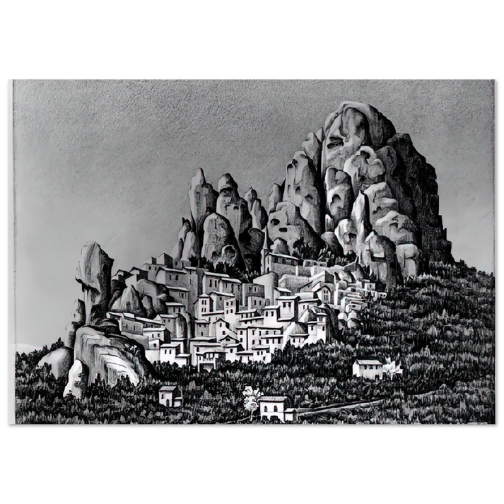 MC Escher - PENTEDATTIO CALABRIA OCTOBER 1930 1930 Wall Art - 60x80 cm / 24x32 inches - Premium Wooden Framed Poster With Fine Art Paper-canvas - Wood frame