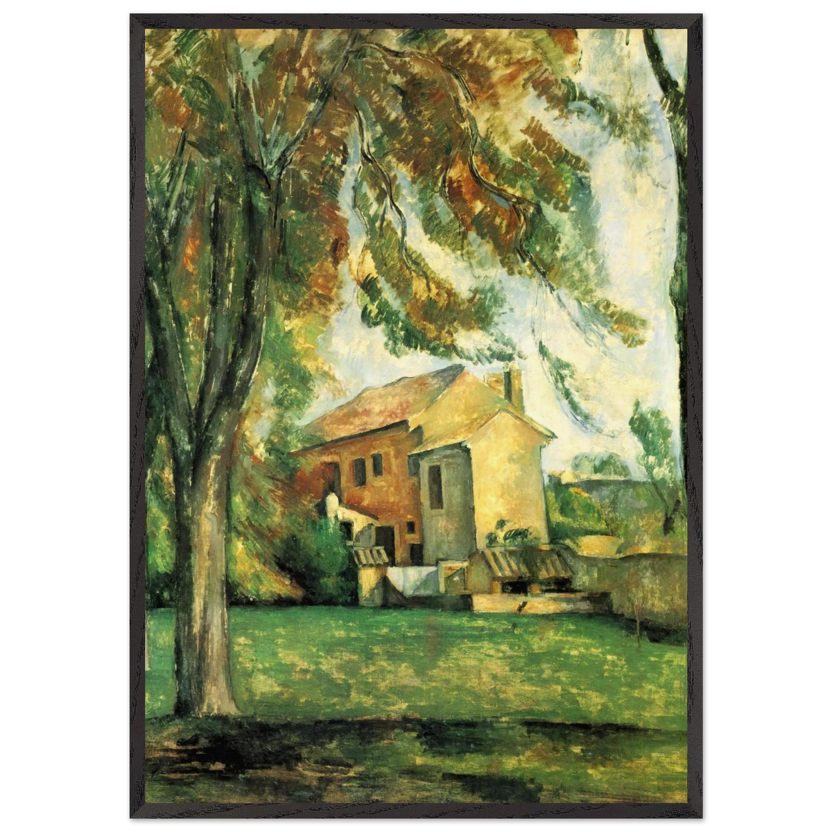 The pond of the Jas de Bouffan - Paul Cezanne 70x100 cm / 28x40 inches Framed Art Print – Black Wooden Frame