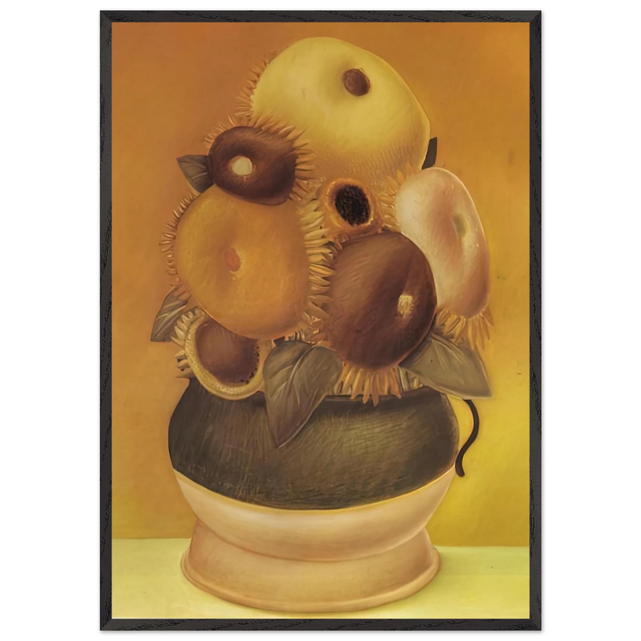 SUNFLOWERS N1 - Fernando Botero 70x100 cm / 28x40 inches Framed Art Print – Black Wooden Frame