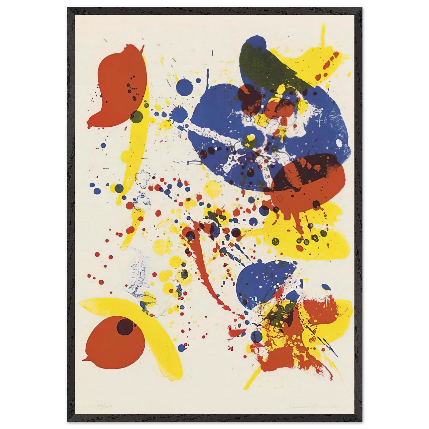 Untitled from Pasadena Box Lembark L62 - Sam Francis 70x100 cm / 28x40 inches Framed Art Print – Black Wooden Frame