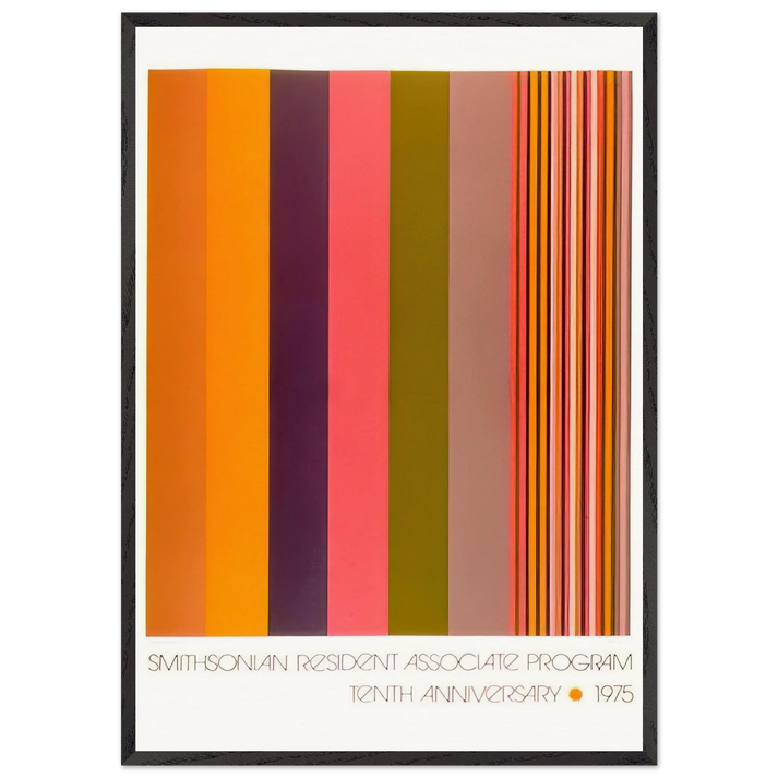 Smithsonian Resident Associate Program Tenth Anniversary Poster - 1975 - Gene Davis 70x100 cm / 28x40 inches Framed Art Print – Black Wooden Frame