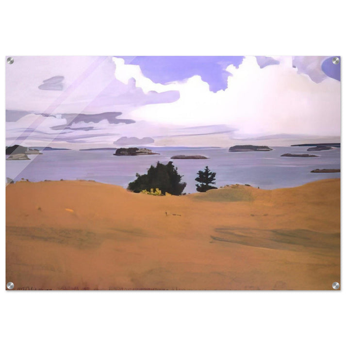 PENOBSCOT BAY WITH YELLOW FIELD 1968 - Fairfield Porter Acrylic Print - 70x100 cm / 28x40″ inches