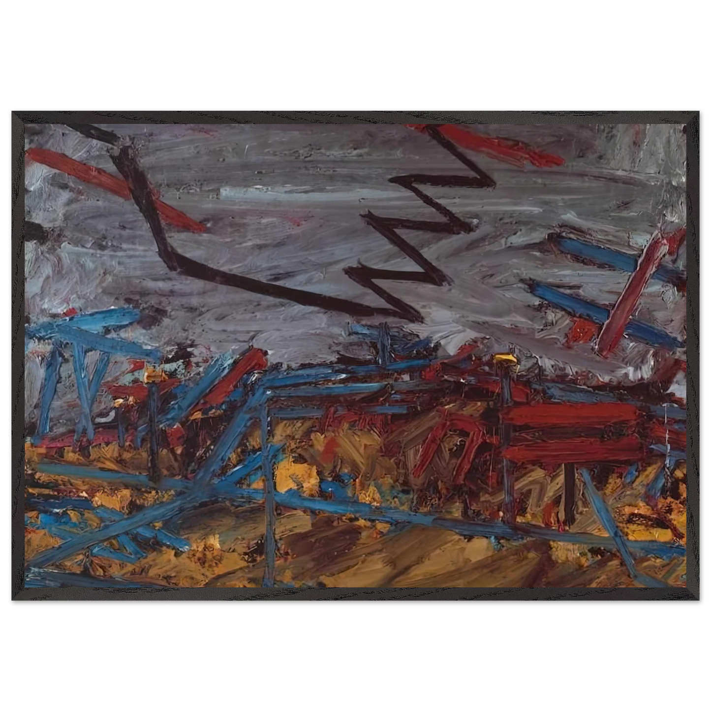 PRIMROSE HILL 1968 - Frank Auerbach 70x100 cm / 28x40 inches Framed Art Print – Black Wooden Frame