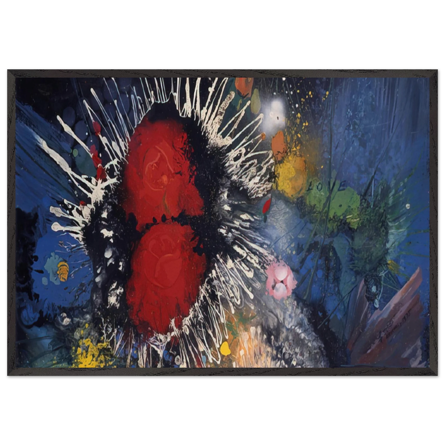 Flowers No 4 - 1974 - Gebre Kristos Desta 70x100 cm / 28x40 inches Framed Art Print – Black Wooden Frame