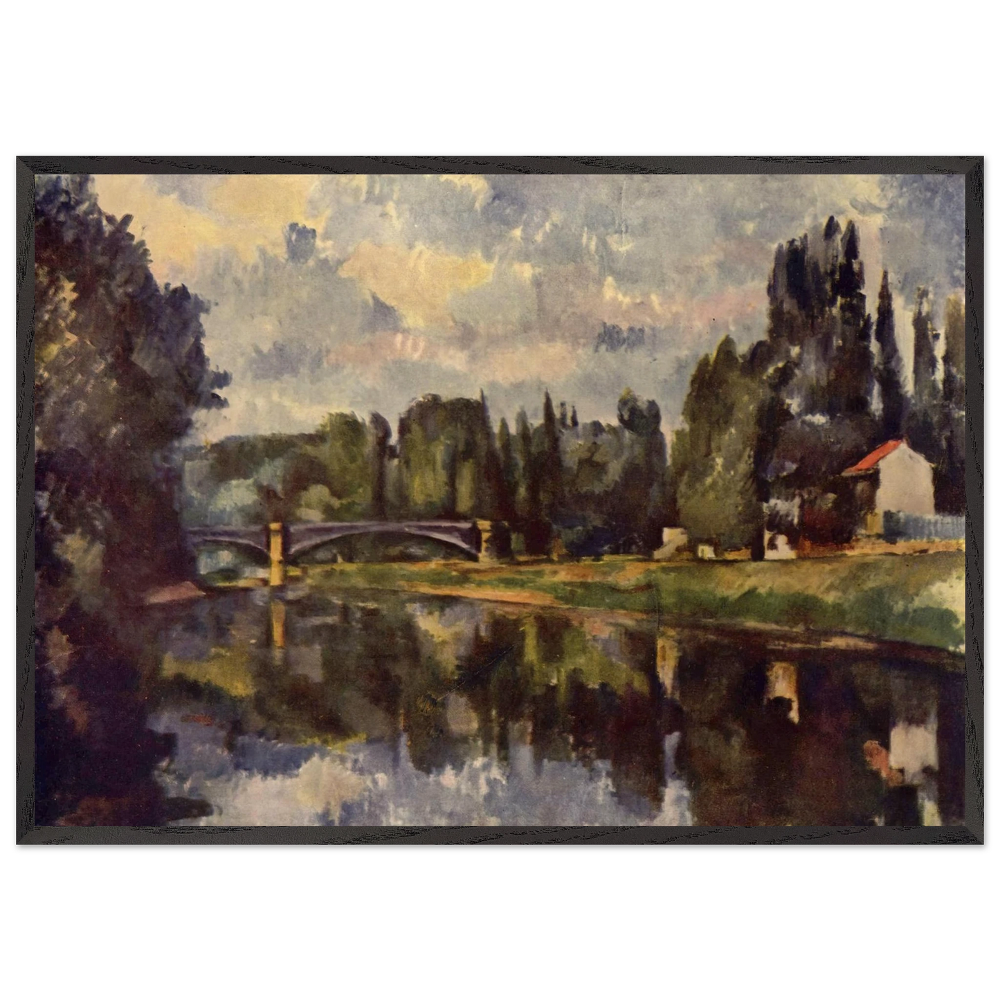 Bridge over the Marne - Paul Cezanne 70x100 cm / 28x40 inches Framed Art Print – Black Wooden Frame