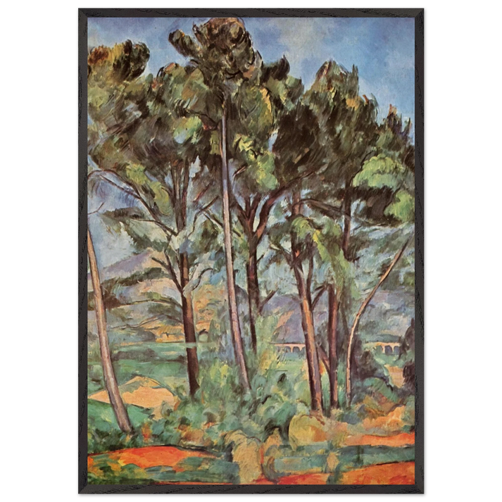 Pine and Aqueduct - Paul Cezanne 70x100 cm / 28x40 inches Framed Art Print – Black Wooden Frame